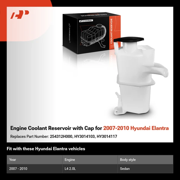 Engine Coolant Reservoir with Cap for 2007-2010 Hyundai Elantra