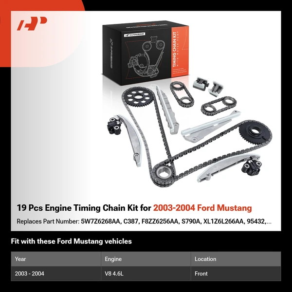 19 Pcs Engine Timing Chain Kit for 2003-2004 Ford Mustang