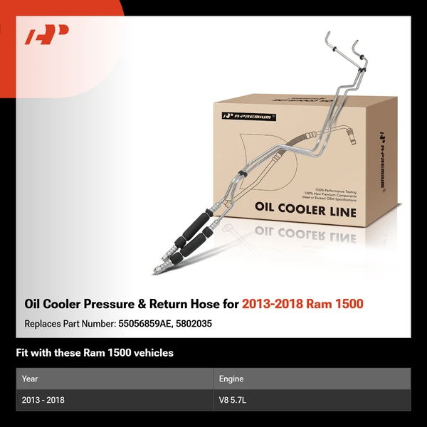 Oil Cooler Pressure & Return Hose for 2013-2018 Ram 1500