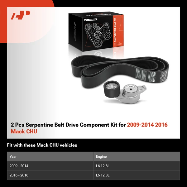 2 Pcs Serpentine Belt Drive Component Kit for 2009-2014 2016 Mack CHU