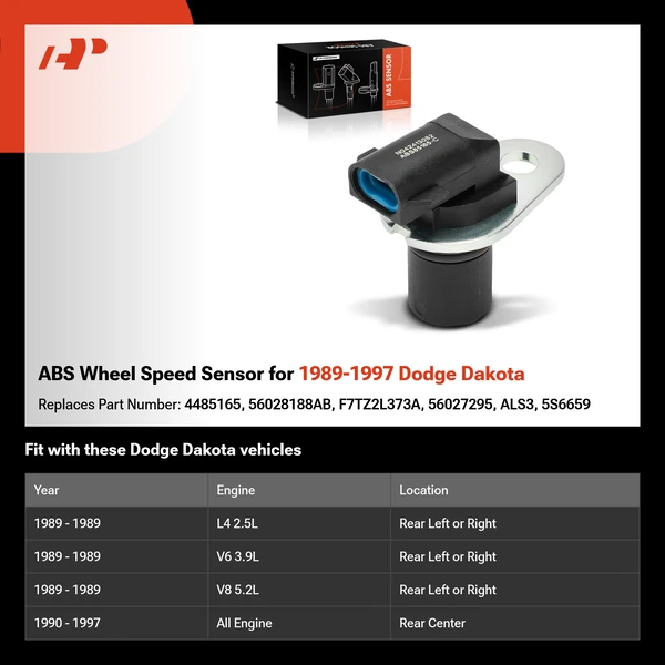 ABS Wheel Speed Sensor for 1989-1997 Dodge Dakota