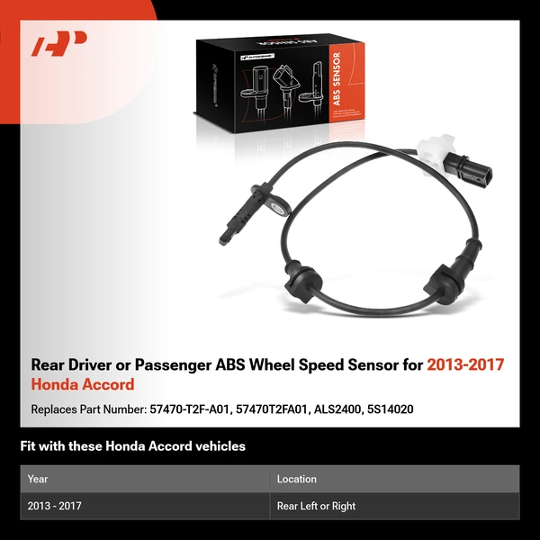 Rear Driver or Passenger ABS Wheel Speed Sensor for 2013-2017 Honda Accord