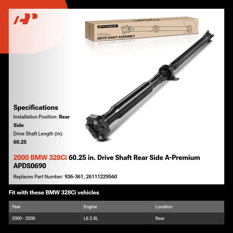 2000 BMW 328Ci 60.25 in. Drive Shaft Rear Side A-Premium APDS0690