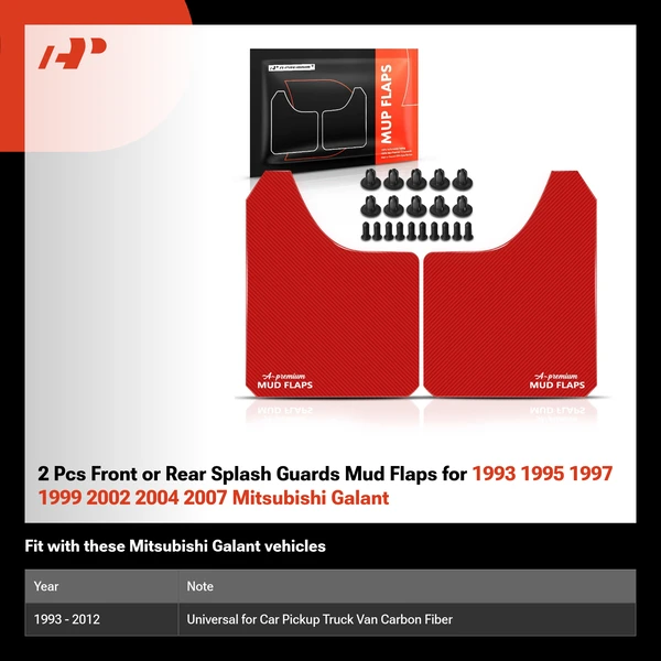 2 Pcs Front or Rear Splash Guards Mud Flaps for 1993 1995 1997 1999 2002 2004 2007 Mitsubishi Galant