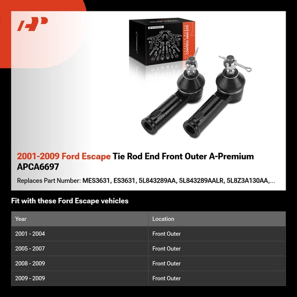 2001-2009 Ford Escape Tie Rod End Front Outer A-Premium APCA6697