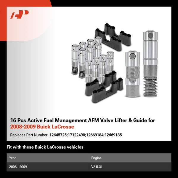 16 Pcs Active Fuel Management AFM Valve Lifter & Guide for 2008-2009 Buick LaCrosse