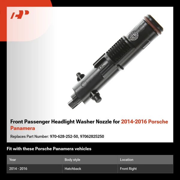 Front Passenger Headlight Washer Nozzle for 2014-2016 Porsche Panamera