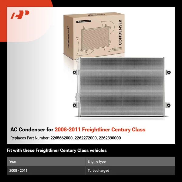 AC Condenser for 2008-2011 Freightliner Century Class