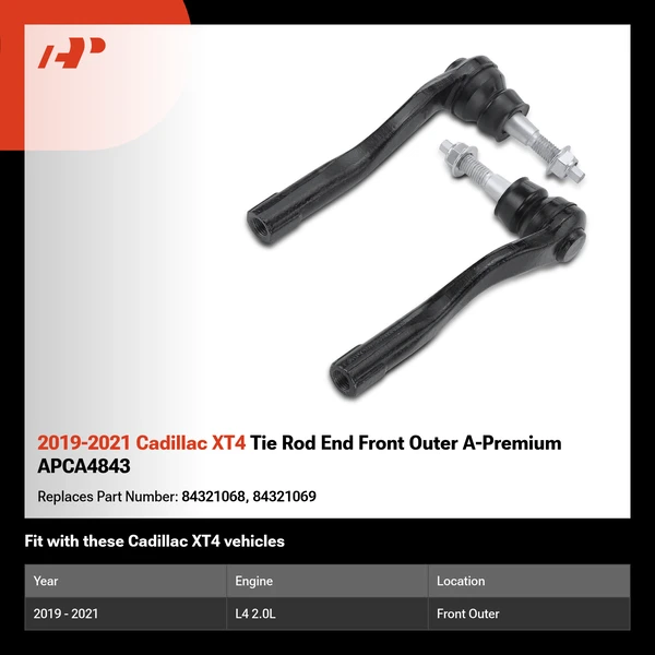2019-2021 Cadillac XT4 Tie Rod End Front Outer A-Premium APCA4843
