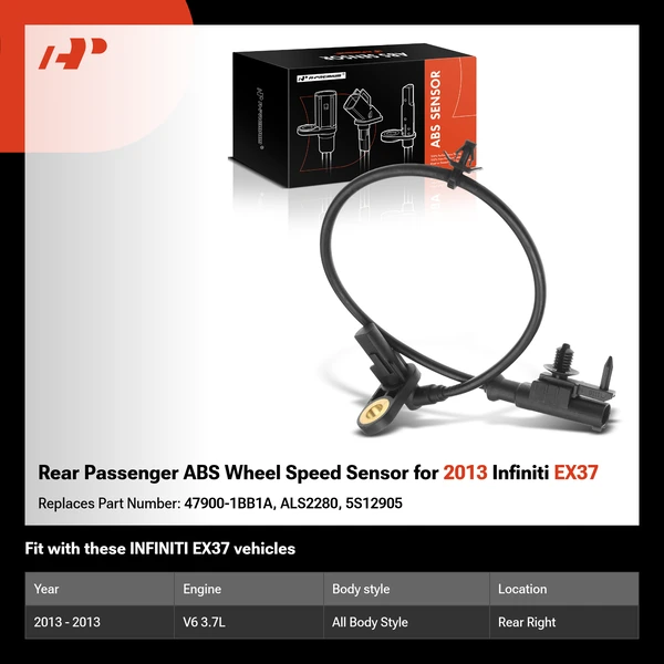 Rear Passenger ABS Wheel Speed Sensor for 2013 Infiniti EX37