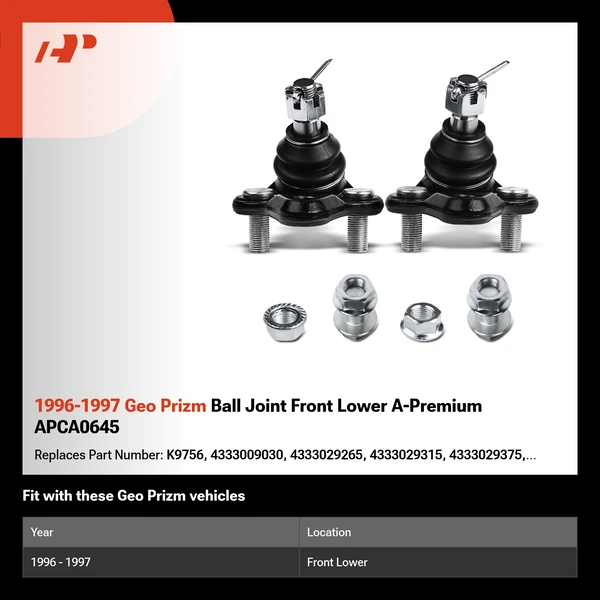 1996-1997 Geo Prizm Ball Joint Front Lower A-Premium APCA0645