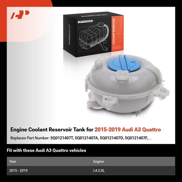 Engine Coolant Reservoir Tank for 2015-2019 Audi A3 Quattro
