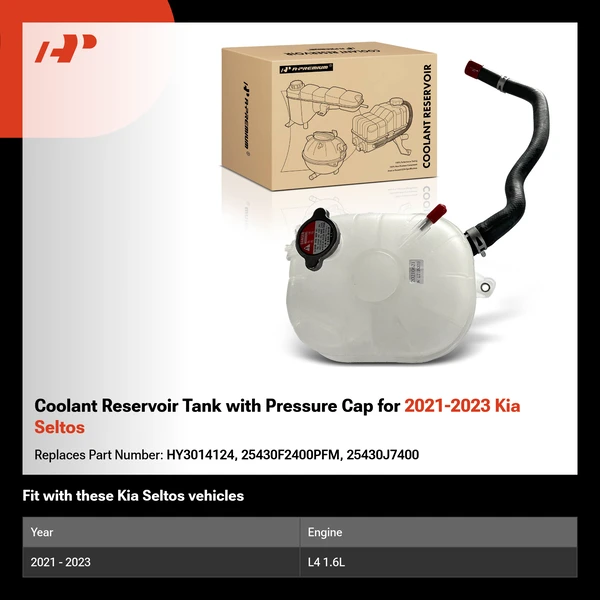 Coolant Reservoir Tank with Pressure Cap for 2021-2023 Kia Seltos