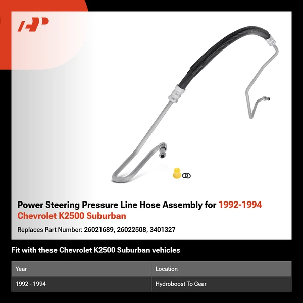 Power Steering Pressure Line Hose Assembly for 1992-1994 Chevrolet K2500 Suburban