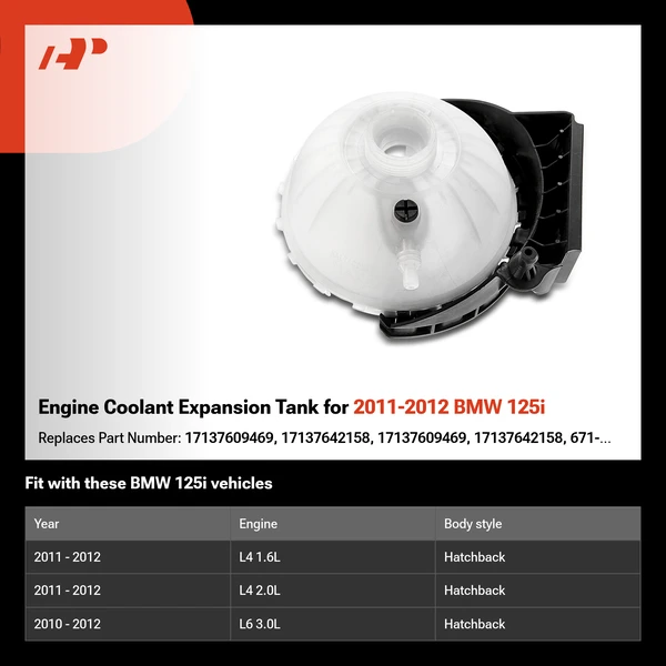 Engine Coolant Expansion Tank for 2011-2012 BMW 125i