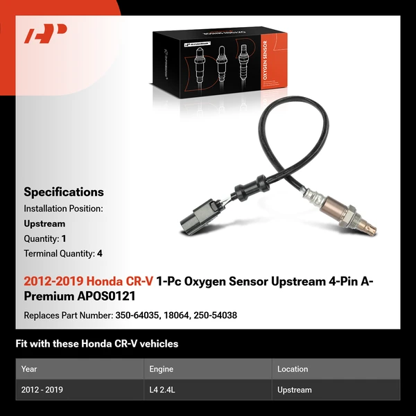 2012-2019 Honda CR-V 1-Pc Oxygen Sensor Upstream 4-Pin A-Premium APOS0121