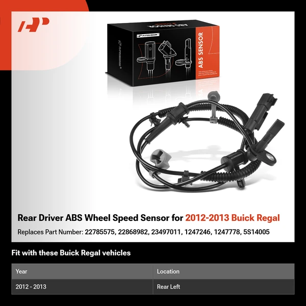 Rear Driver ABS Wheel Speed Sensor for 2012-2013 Buick Regal