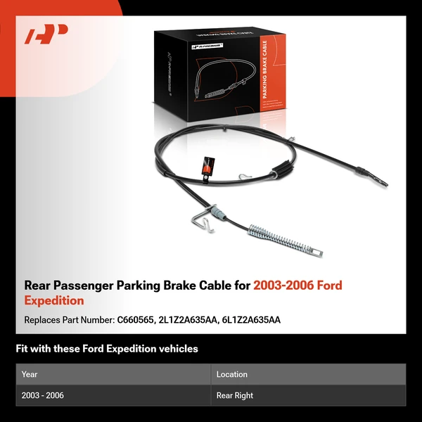 Rear Passenger Parking Brake Cable for 2003-2006 Ford Expedition