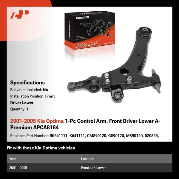 2001-2005 Kia Optima 1-Pc Control Arm, Front Driver Lower A-Premium APCA8184