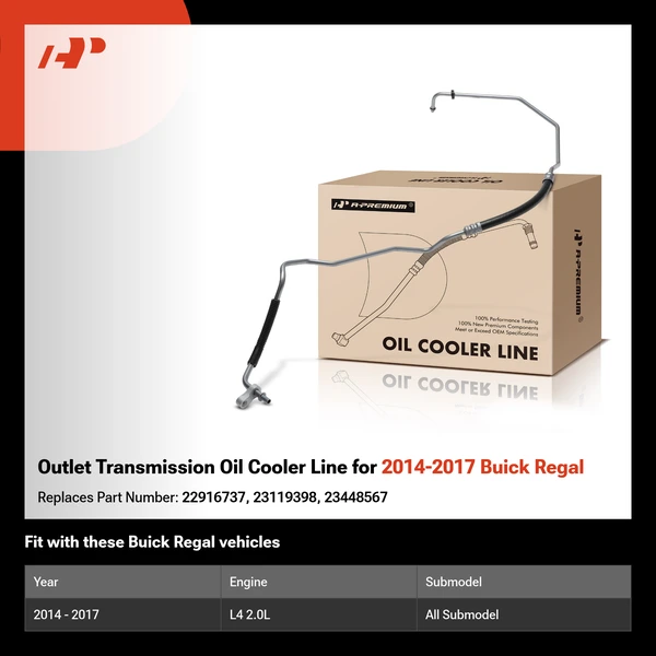 Outlet Transmission Oil Cooler Line for 2014-2017 Buick Regal