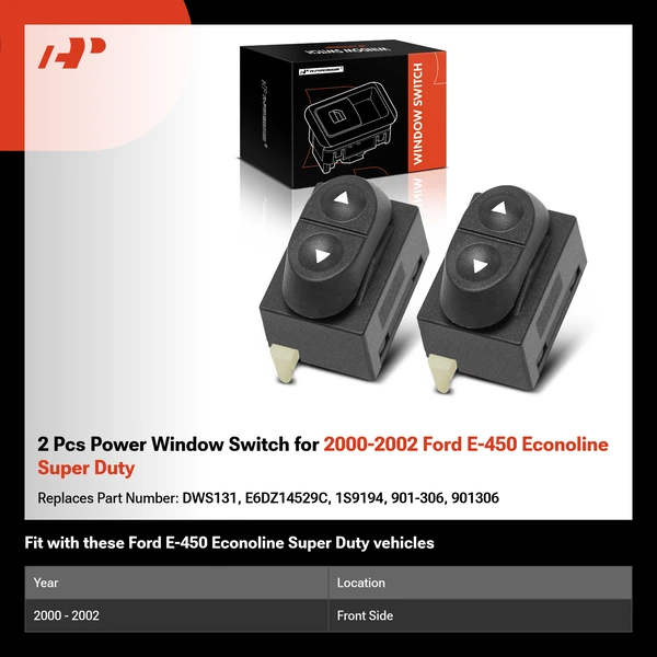 2 Pcs Power Window Switch for 2000-2002 Ford E-450 Econoline Super Duty