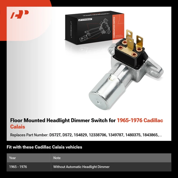 Floor Mounted Headlight Dimmer Switch for 1965-1976 Cadillac Calais