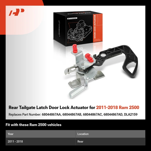 Rear Tailgate Latch Door Lock Actuator for 2011-2018 Ram 2500