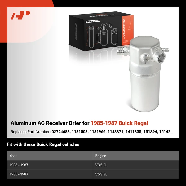 Aluminum AC Receiver Drier for 1985-1987 Buick Regal