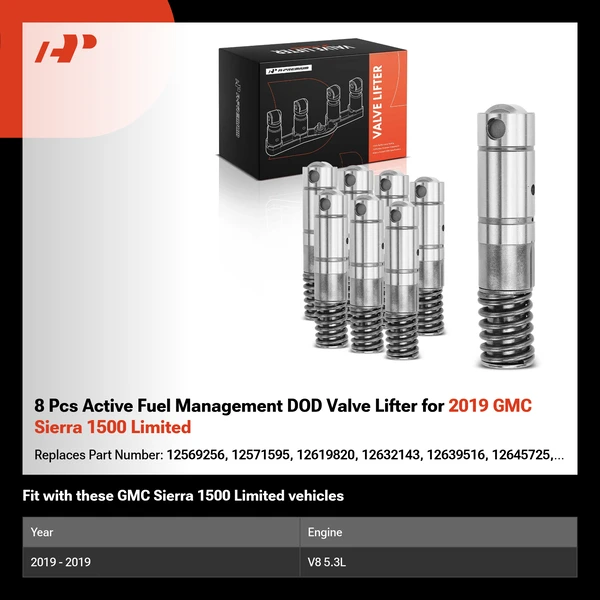 8 Pcs Active Fuel Management DOD Valve Lifter for 2019 GMC Sierra 1500 Limited