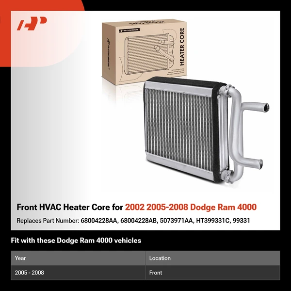 Front HVAC Heater Core for 2002 2005-2008 Dodge Ram 4000