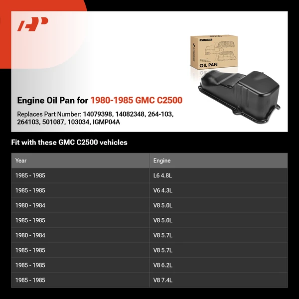 Engine Oil Pan for 1980-1985 GMC C2500