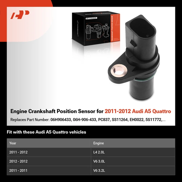 Engine Crankshaft Position Sensor for 2011-2012 Audi A5 Quattro