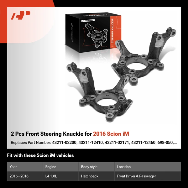 2 Pcs Front Steering Knuckle for 2016 Scion iM