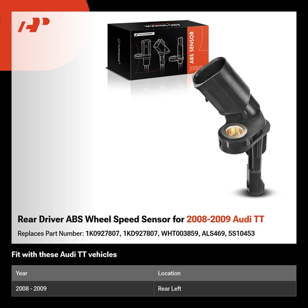 Rear Driver ABS Wheel Speed Sensor for 2008-2009 Audi TT