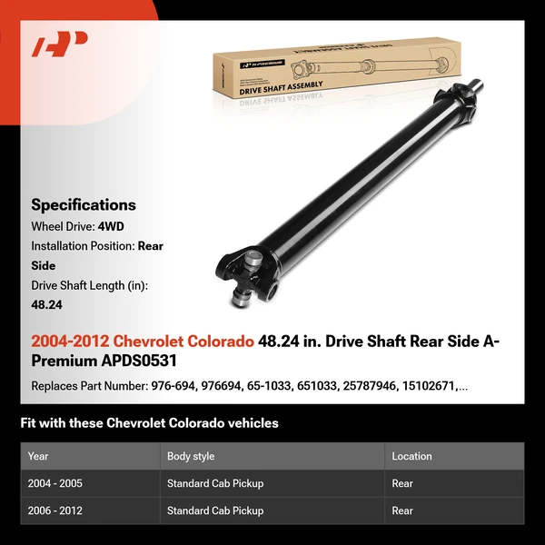 2004-2012 Chevrolet Colorado 48.24 in. Drive Shaft Rear Side A-Premium APDS0531