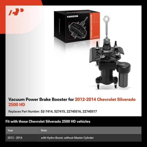 Vacuum Power Brake Booster for 2012-2014 Chevrolet Silverado 2500 HD