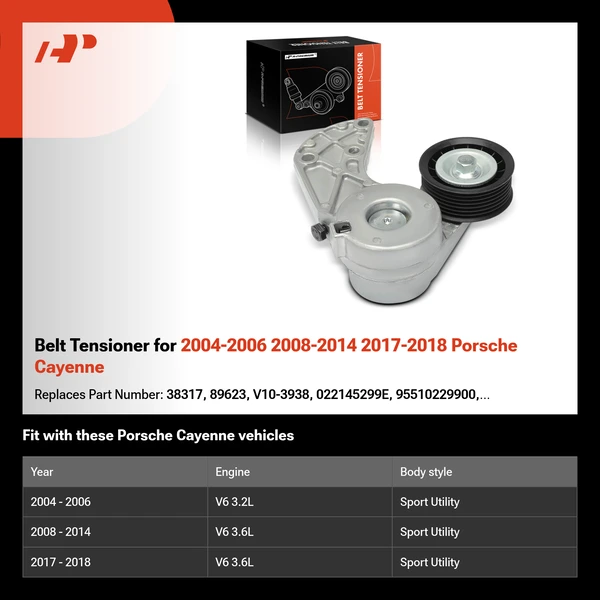 Belt Tensioner for 2004-2006 2008-2014 2017-2018 Porsche Cayenne