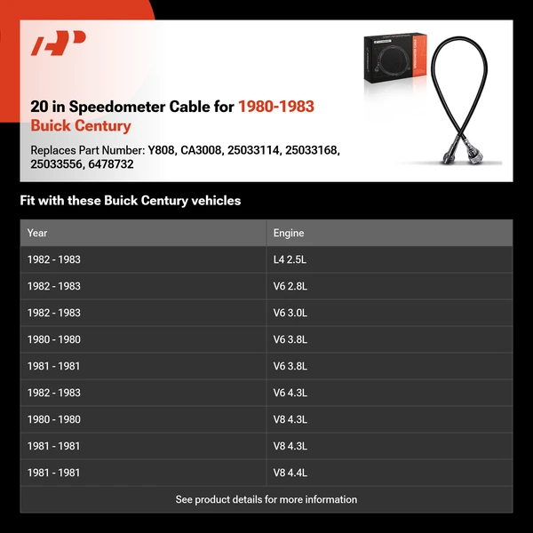 20 in Speedometer Cable for 1980-1983 Buick Century