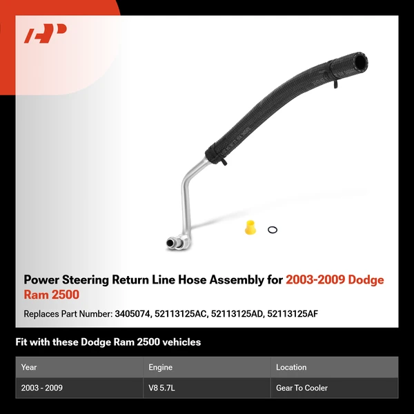 Power Steering Return Line Hose Assembly for 2003-2009 Dodge Ram 2500
