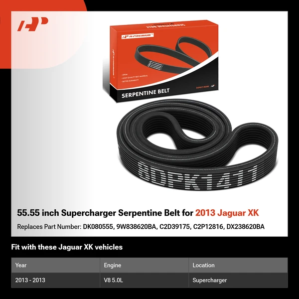 55.55 inch Supercharger Serpentine Belt for 2013 Jaguar XK
