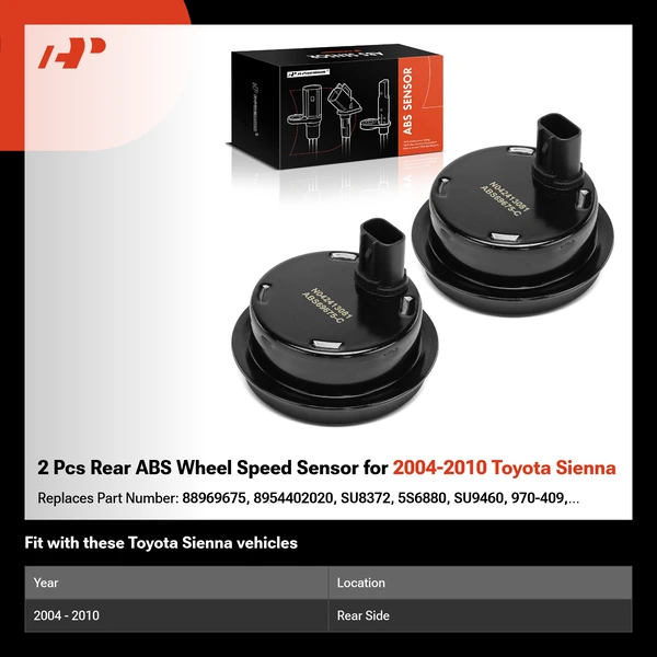 2 Pcs Rear ABS Wheel Speed Sensor for 2004-2010 Toyota Sienna
