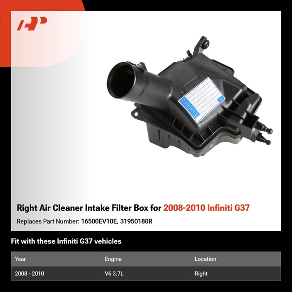 Right Air Cleaner Intake Filter Box for 2008-2010 Infiniti G37
