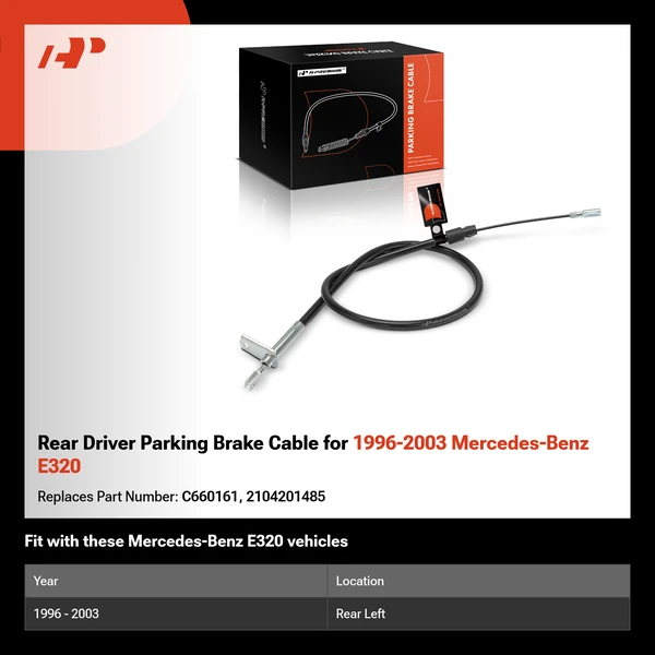Rear Driver Parking Brake Cable for 1996-2003 Mercedes-Benz E320
