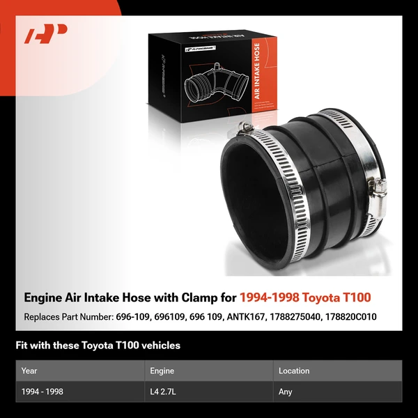 Engine Air Intake Hose with Clamp for 1994-1998 Toyota T100