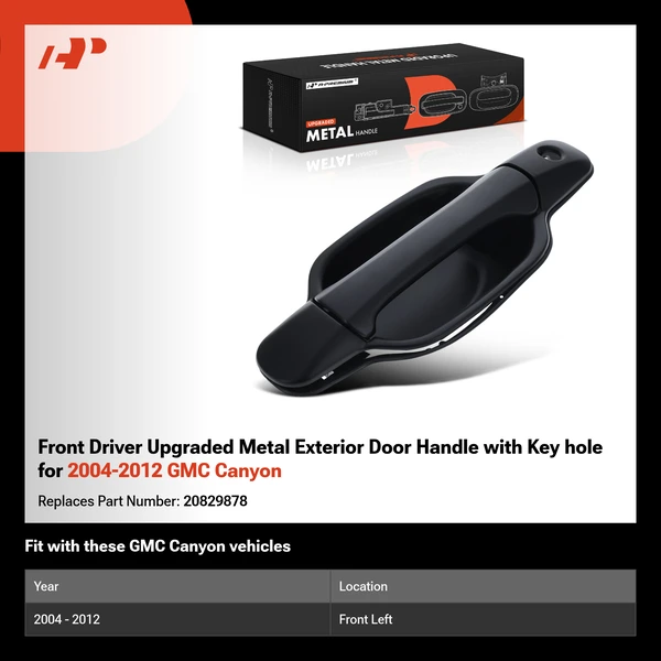 Front Driver Upgraded Metal Exterior Door Handle with Key hole for 2004-2012 GMC Canyon