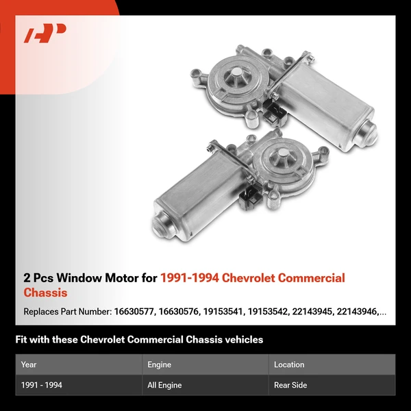 2 Pcs Window Motor for 1991-1994 Chevrolet Commercial Chassis