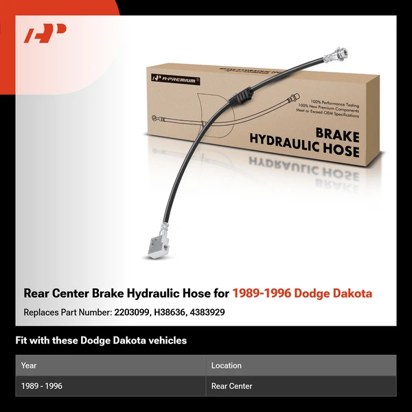 Rear Center Brake Hydraulic Hose for 1989-1996 Dodge Dakota
