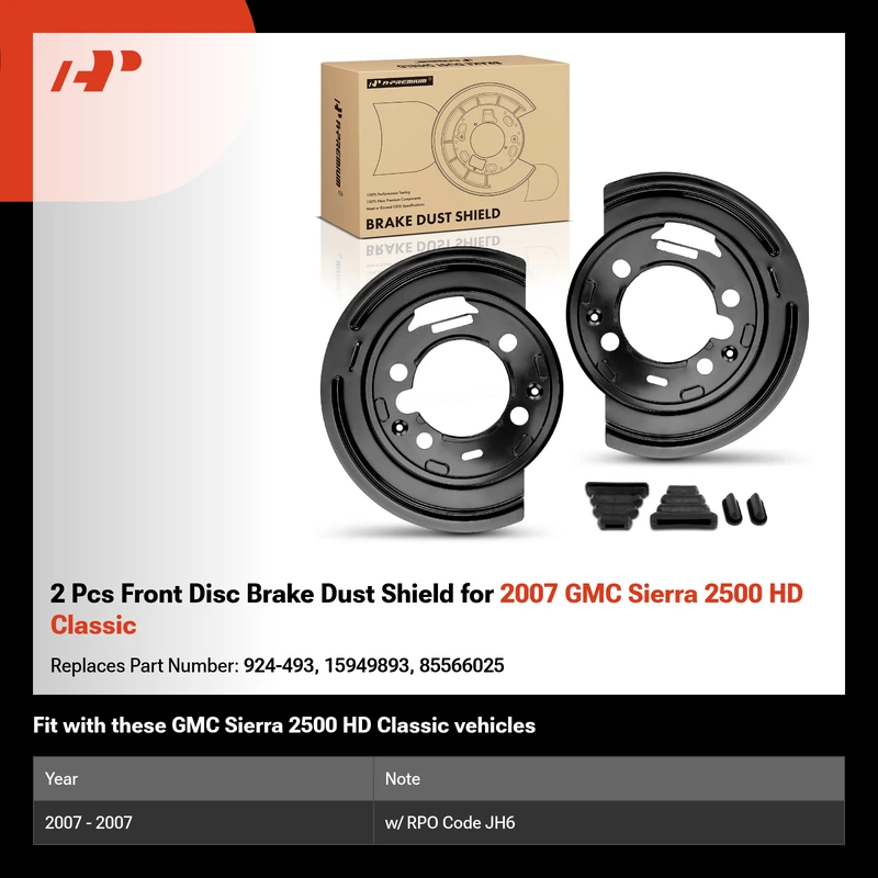 2 Pcs Front Disc Brake Dust Shield for 2007 GMC Sierra 2500 HD Classic