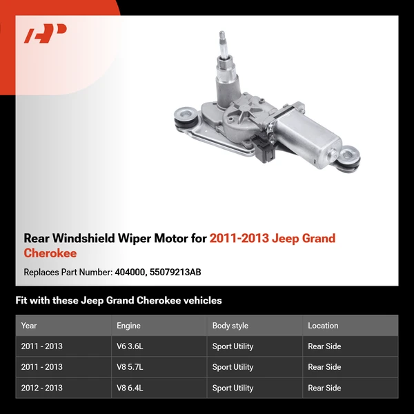 Rear Windshield Wiper Motor for 2011-2013 Jeep Grand Cherokee