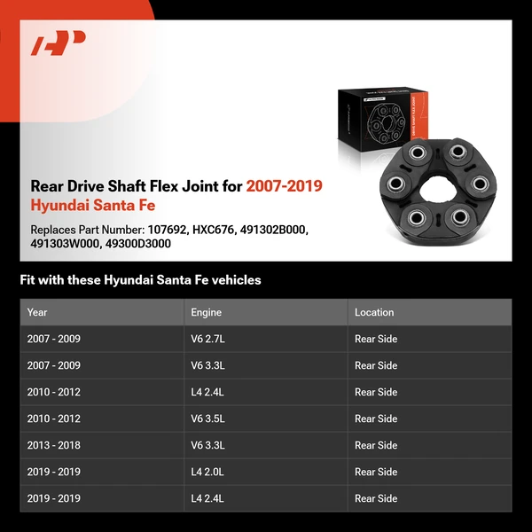 Rear Drive Shaft Flex Joint for 2007-2019 Hyundai Santa Fe